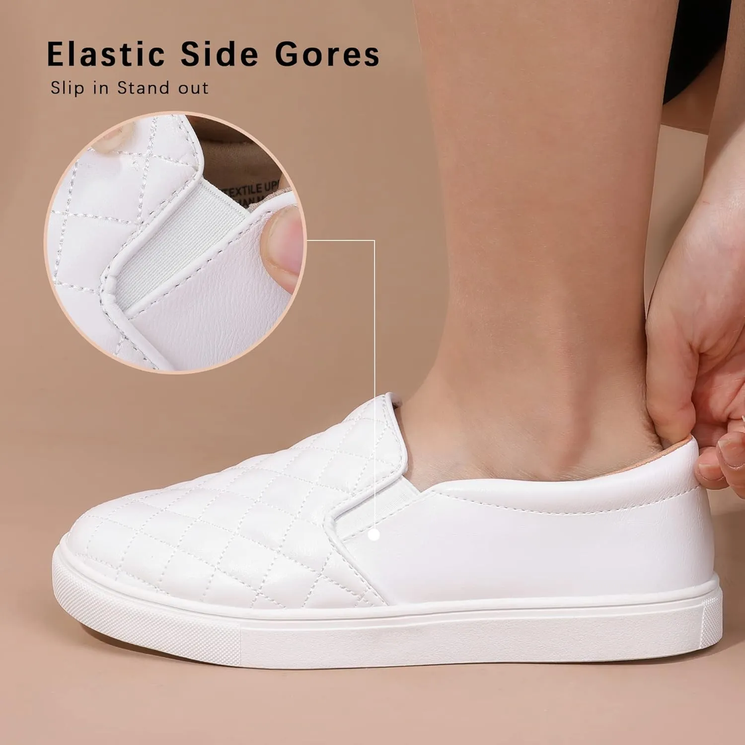 Womens Slip On Shoes PU Leather Black White Brwon Casual Walking Shoes Low Top Sneakers for Women