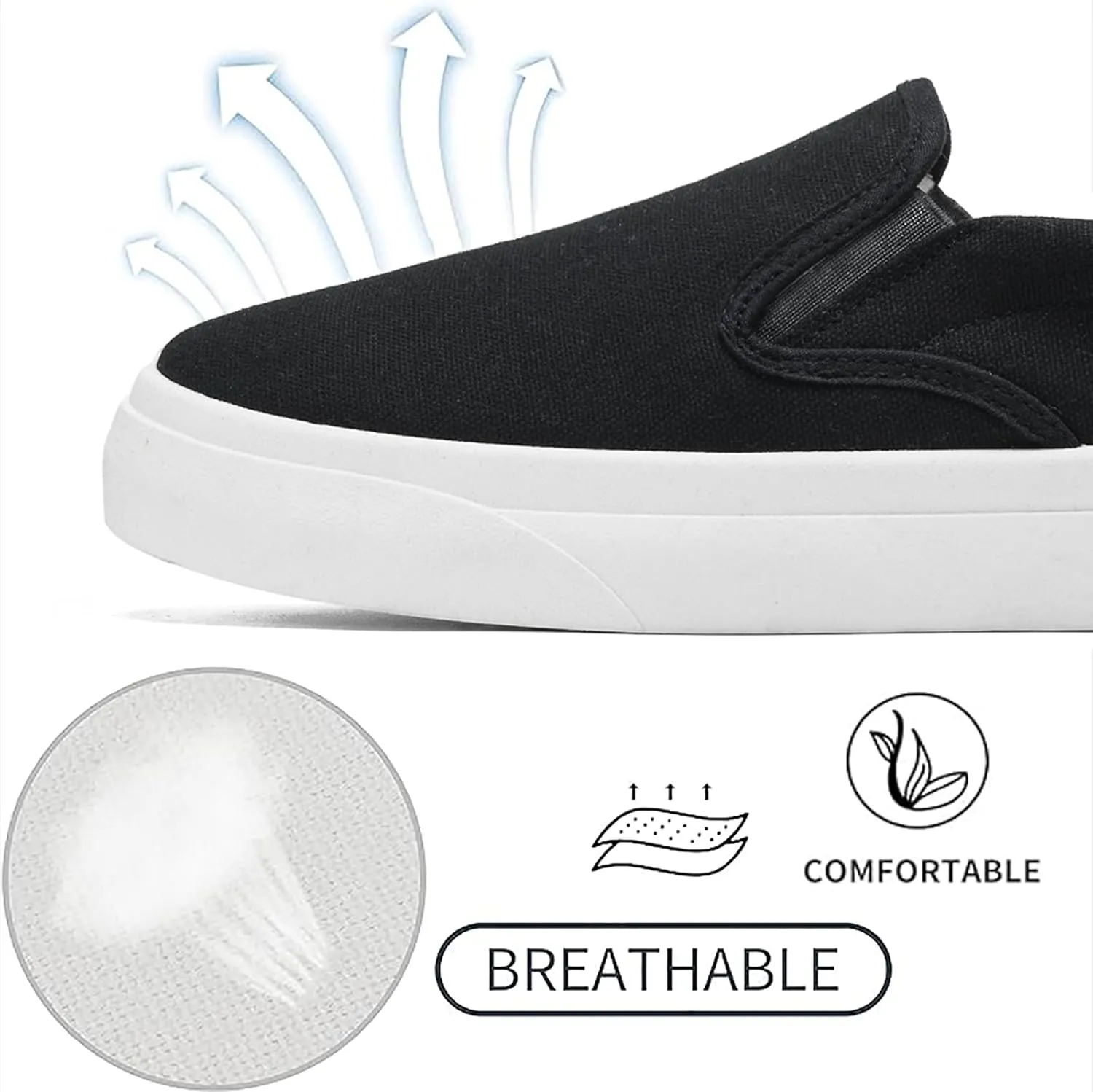Women's Slip on Sneakers Womens Loafers Classic Canvas Leisure Vintage Flat Fashion Comfortable Elastic Sneakers
