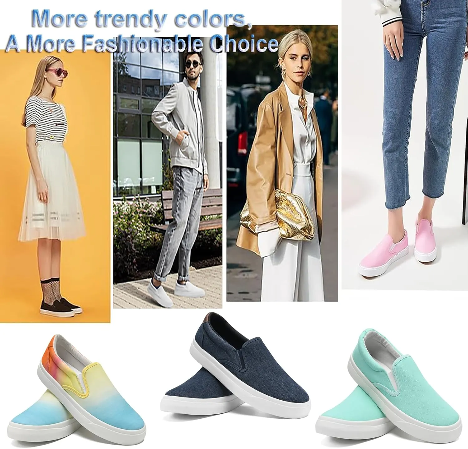 Women's Slip on Sneakers Womens Loafers Classic Canvas Leisure Vintage Flat Fashion Comfortable Elastic Sneakers