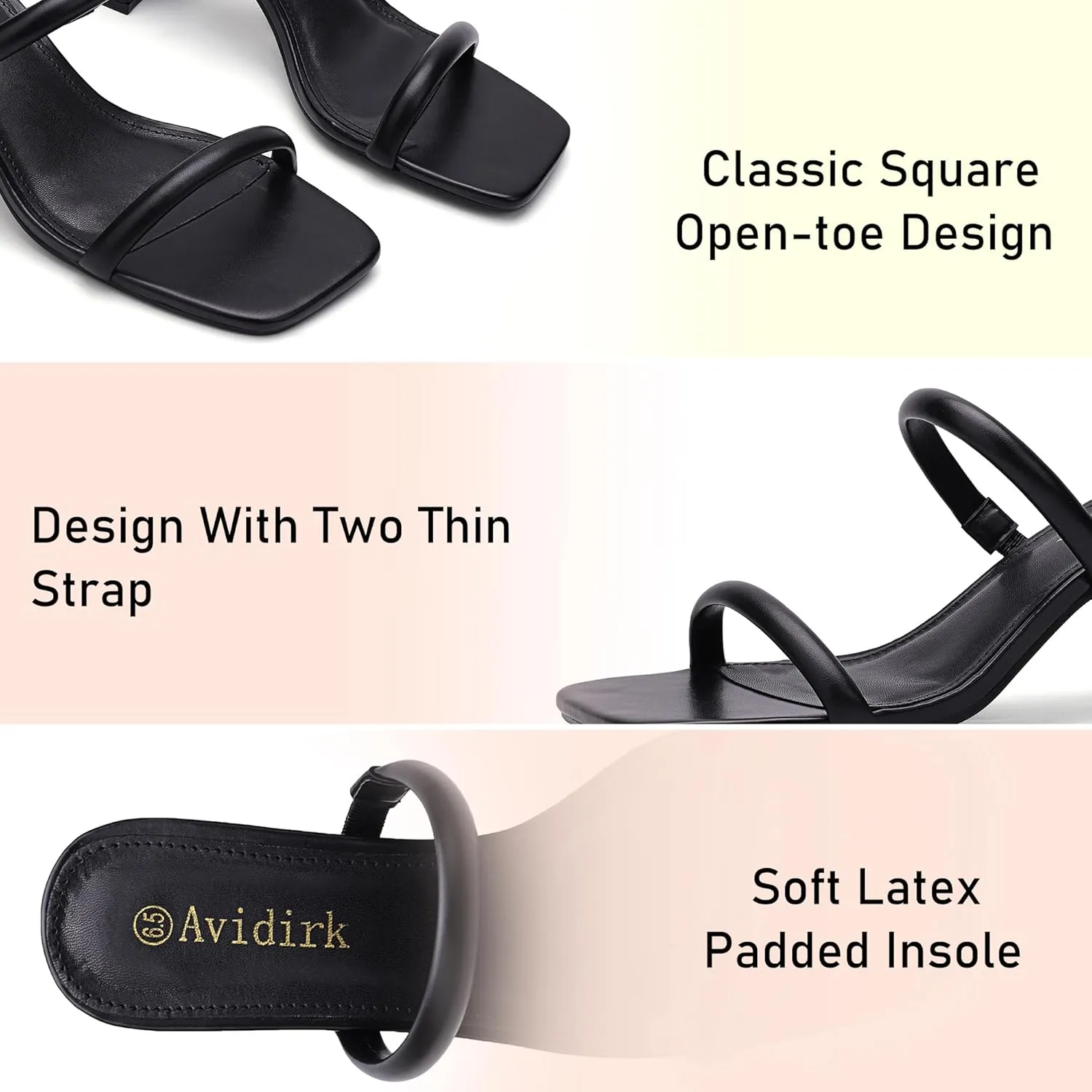 Women's Square Open Toe Heeled Sandals Two Strap Mules Slip On Block Chunky Mid Heels Sandals