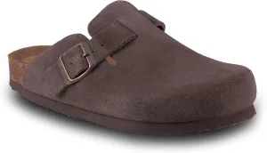 Women's Suede Clogs Slip-On Buckle Slides Leather Mules Cork Footbed Sandals Potato Shoes with Arch Support