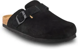 Women's Suede Clogs Slip-On Buckle Slides Leather Mules Cork Footbed Sandals Potato Shoes with Arch Support