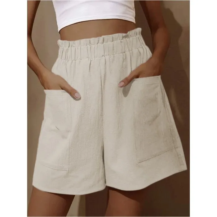 Womens Summer High Waist Wide Leg Casual Shorts