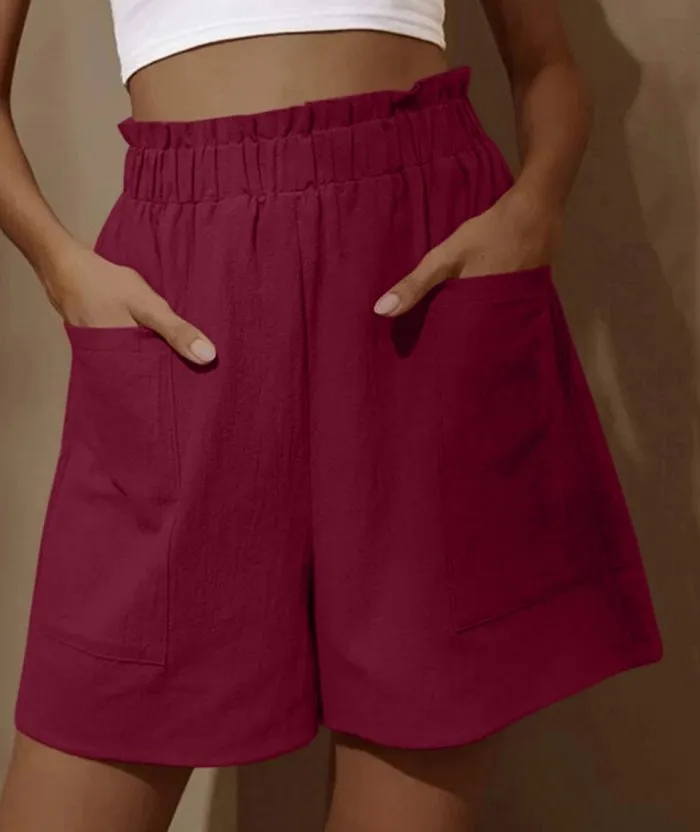 Womens Summer High Waist Wide Leg Casual Shorts