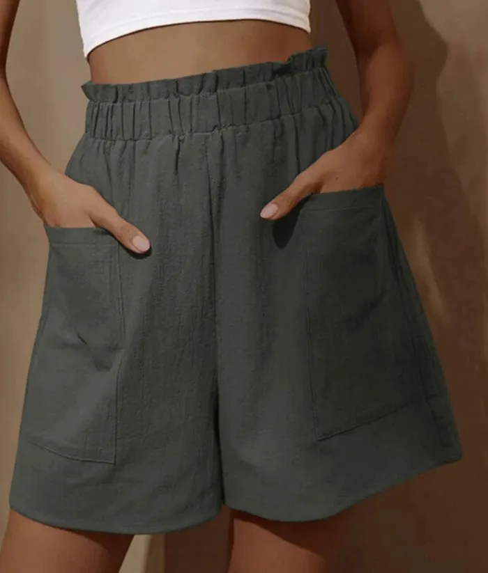 Womens Summer High Waist Wide Leg Casual Shorts