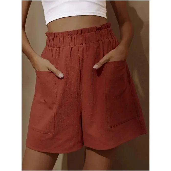 Womens Summer High Waist Wide Leg Casual Shorts