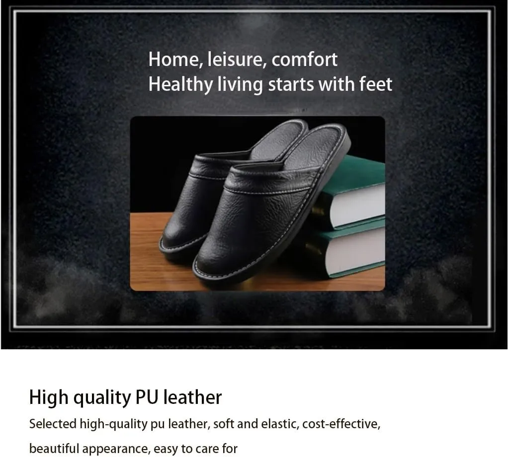 XUEMML Leather Slippers For Men Indoor Outdoor，Pantoufles Mules En Cuir Pour Homme，Couple's Home Indoor Breathable Non-slip Slippers