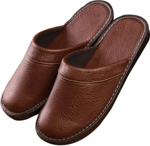 XUEMML Leather Slippers For Men Indoor Outdoor，Pantoufles Mules En Cuir Pour Homme，Couple's Home Indoor Breathable Non-slip Slippers