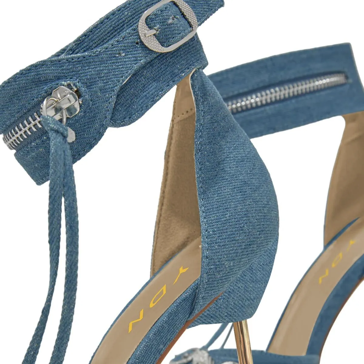 YDN Women Fashion Rivet Sandals Pointed Open Toe Buckle Ankle Strap Metal Stiletto High Heels Shoes Shopping Party Daily Size 4-16 US