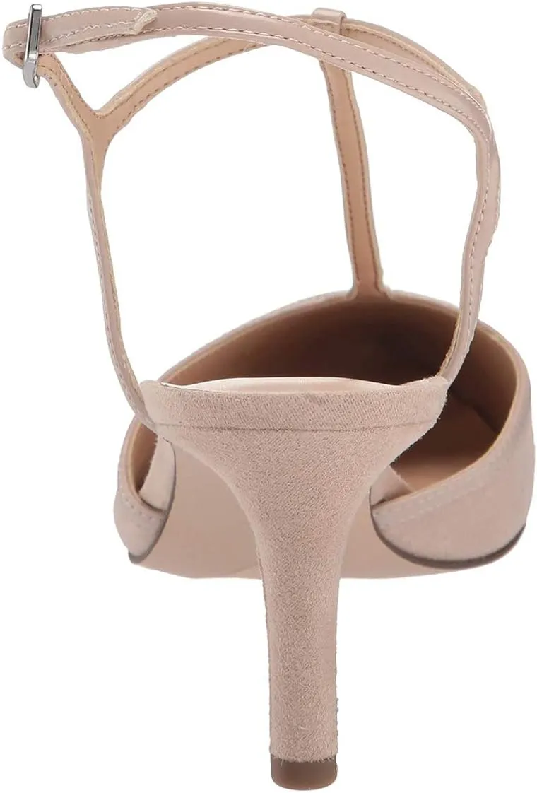 YDN Women T-Strap Pointed Toe Mid Kitten Heel Pumps Slingback Ankle Strap Sandals with Buckle Dress Office Shoes
