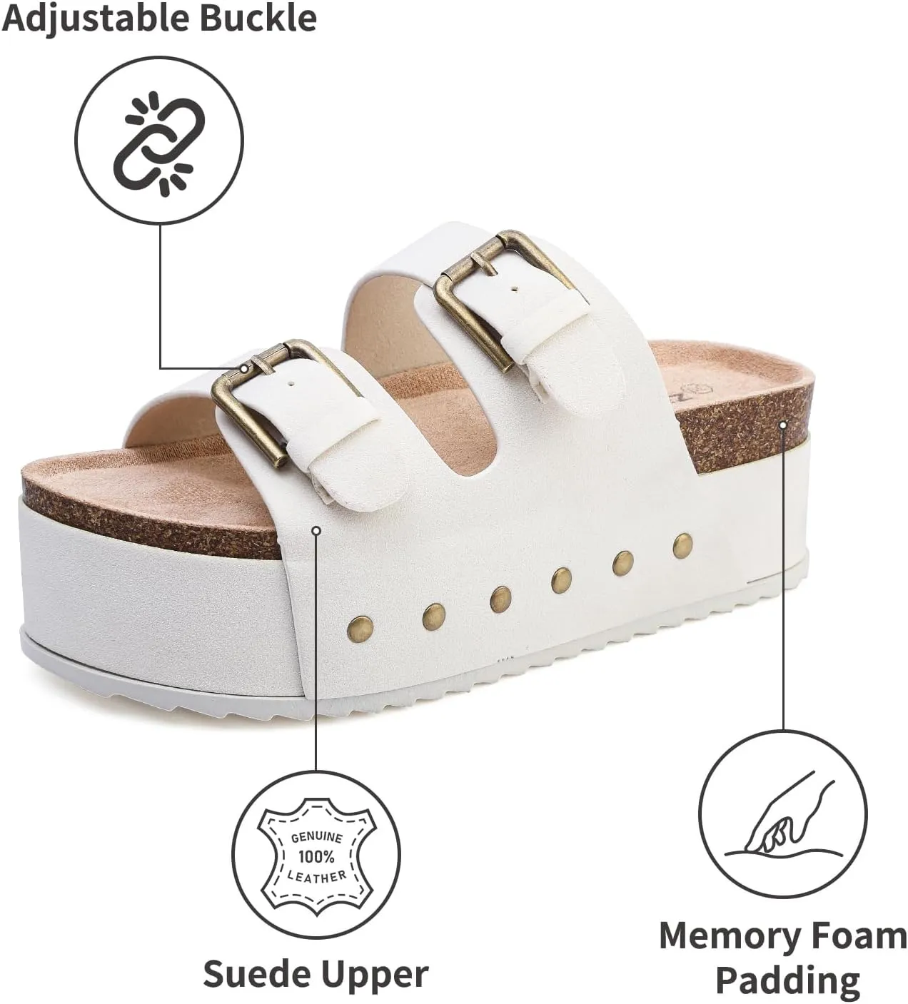 ziitop Womens Sandals Platform Sandals Women Comfortable Beach Essentials Memory Foam Slides for Women